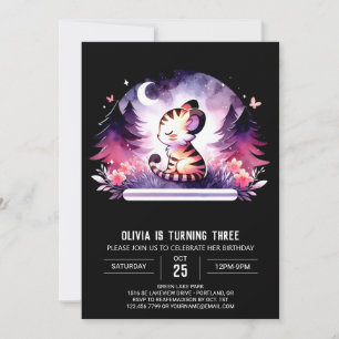 Pastel Cute Tiger Birthday Invitation