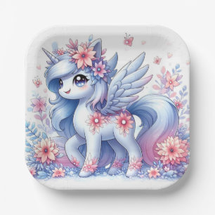 Pastel Cute Unicorn Baby Shower Paper Plates