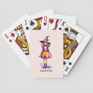 Pastel Cute Witch Girl - Halloween Aesthetic (2) Poker Cards