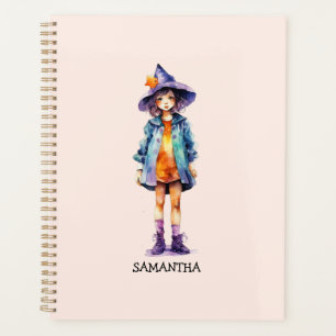 Pastel Cute Witch Girl Halloween Aesthetic Planner