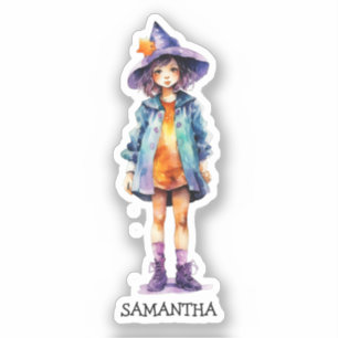 Pastel Cute Witch Girl Halloween Aesthetic Sticker