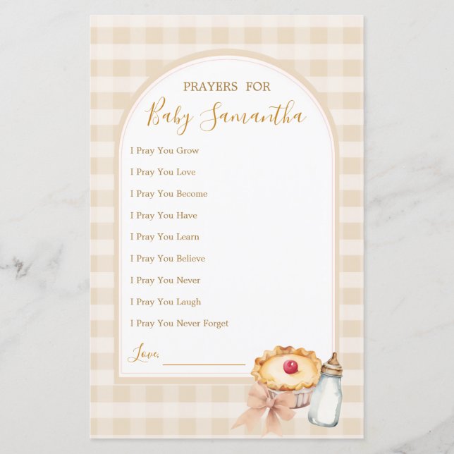 Pastel Cutie Pie Fall Baby Shower Prayers For Baby (Front)