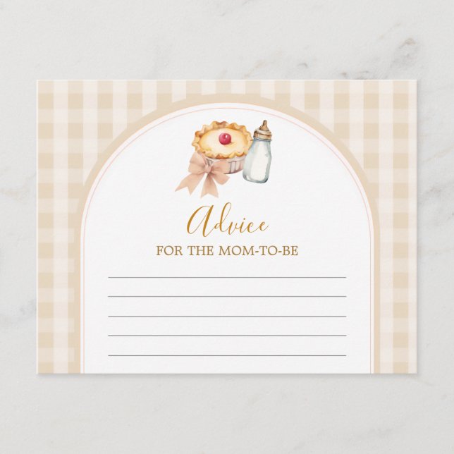 Pastel Cutie Pie Gingham Baby Shower Advice Mom Enclosure Card (Front)