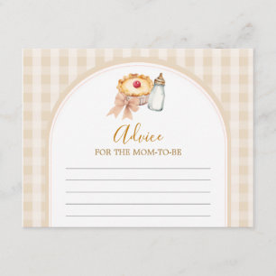 Pastel Cutie Pie Gingham Baby Shower Advice Mom Enclosure Card