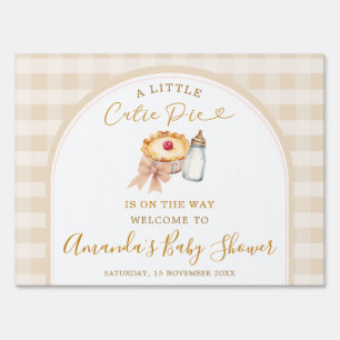 Pastel Cutie Pie Gingham Baby Shower Welcome Yard Sign