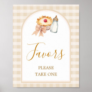 Pastel Cutie Pie Gingham Fall Baby Shower Favors Poster