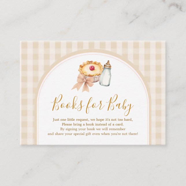 Pastel Cutie Pie Gingham Fall Books For Baby Enclosure Card (Front)