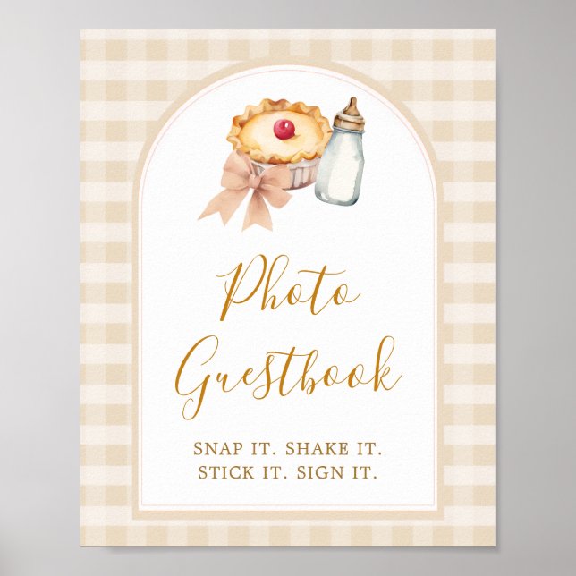 Pastel Cutie Pie Gingham Fall Photo Guestbook (Front)