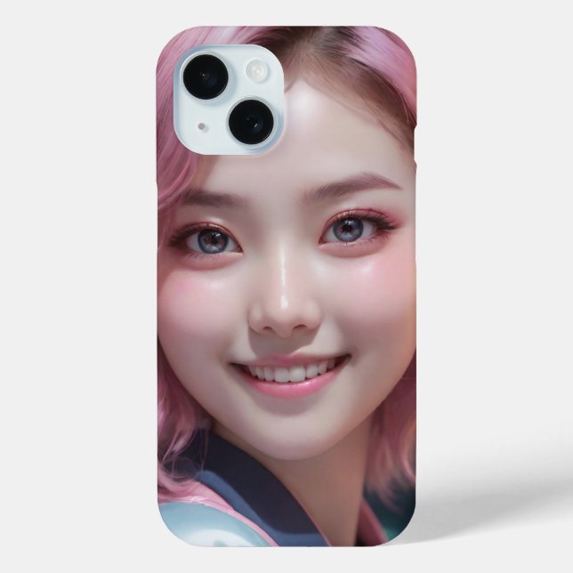 Pastel Cyber: A Fantastical Digital Portrait with  Case-Mate iPhone Case (Back)