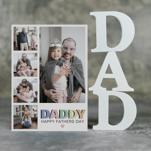 Pastel Daddy 5 Photo Fathers Day  Card