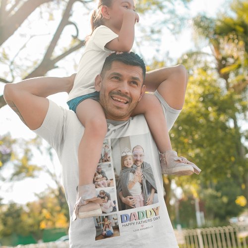 Pastel Daddy 5 Photo Fathers Day  T_Shirt