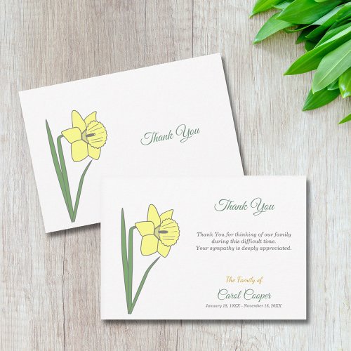 Pastel Daffodil Funeral Thank You Note Card