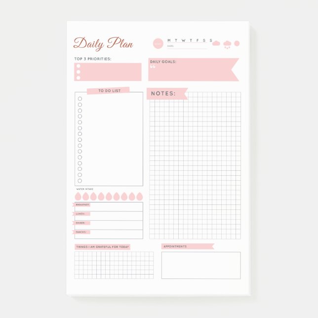 Pastel Daily Plan Note  - Plan your Day! (Front)