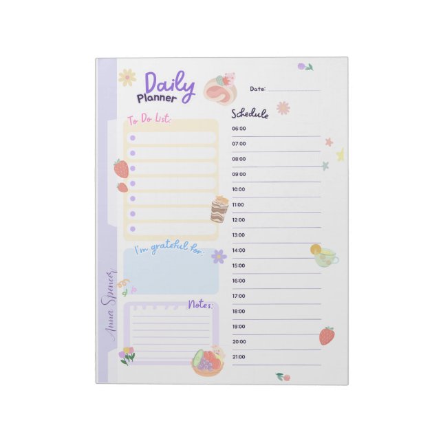 Pastel Daily Planner for Students  Notepad (Rotated)