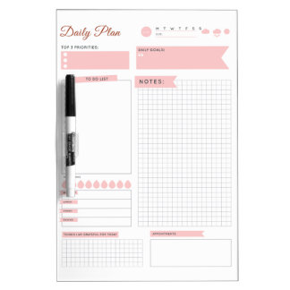 Pastel Daily Planner - Plan your day! Dry Erase Board