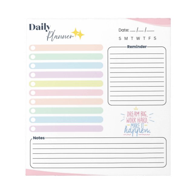Pastel Daily Planner - To do list, reminder & note (Front)