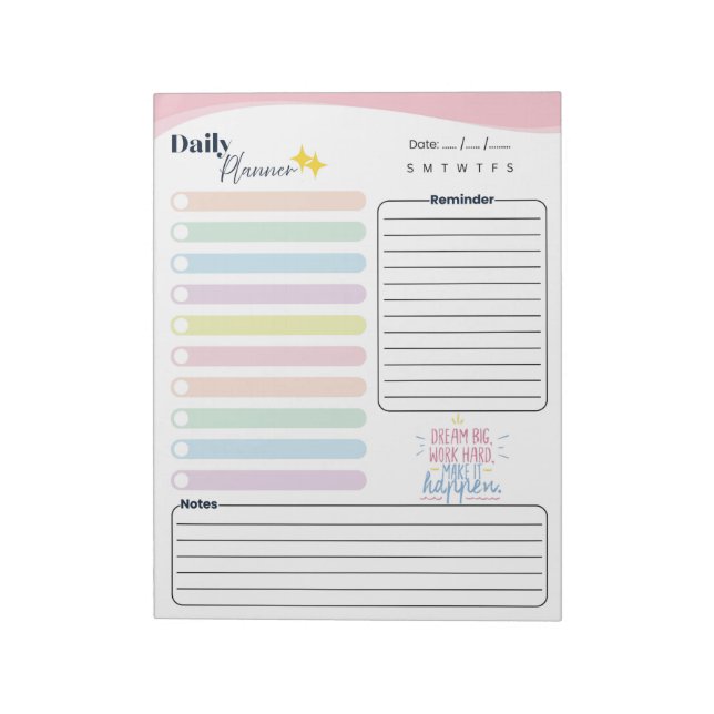 Pastel Daily Planner -To do list, reminder & notes (Rotated)