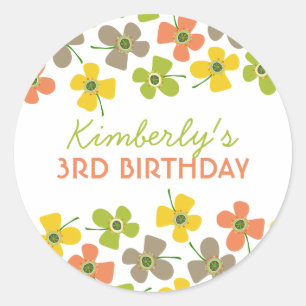 Pastel Daisies Pop Chic Girl Birthday Party Favor Classic Round Sticker