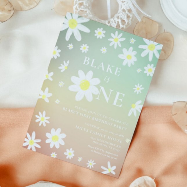 Pastel Daisy 1st First Birthday invitation (Creator Uploaded)