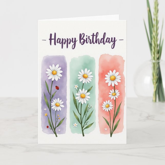 Pastel Daisy Birthday Card (Front)