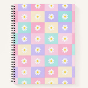 Pastel Daisy Checkerboard Notebook