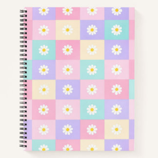 Pastel Daisy Checkerboard Notebook