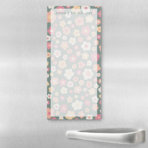 Pastel Daisy Custom Grocery Shopping To-Do List Magnetic Notepad