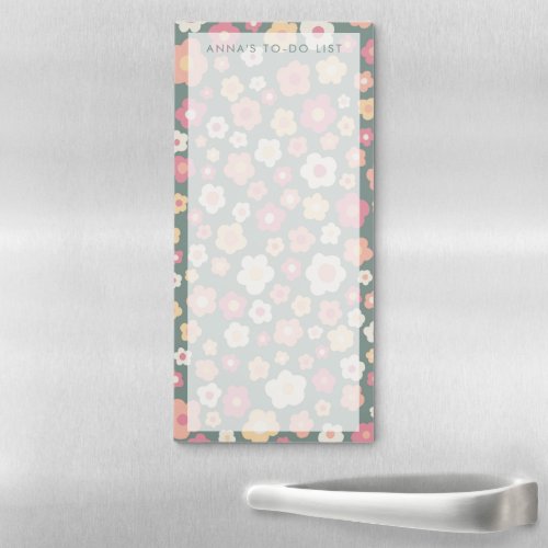 Pastel Daisy Custom Grocery Shopping To_Do List Magnetic Notepad