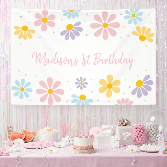 Pastel Daisy Flower Birthday Banner (Party)