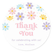 Pastel Daisy Flower Birthday Classic Round Sticker