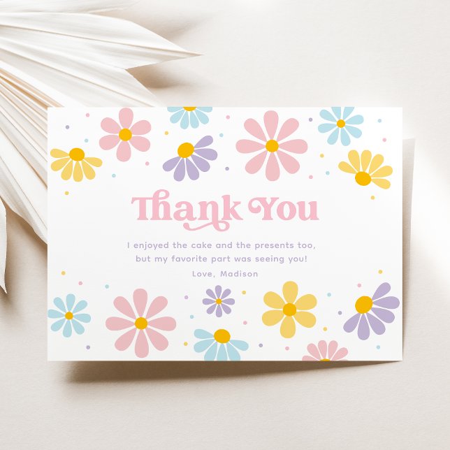 Pastel Daisy Flower Birthday Thank You Card (Creator Uploaded)