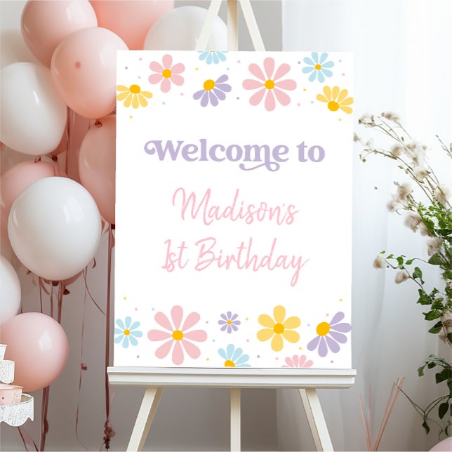 Pastel Daisy Flower Birthday Welcome Foam Board (Creator Uploaded)