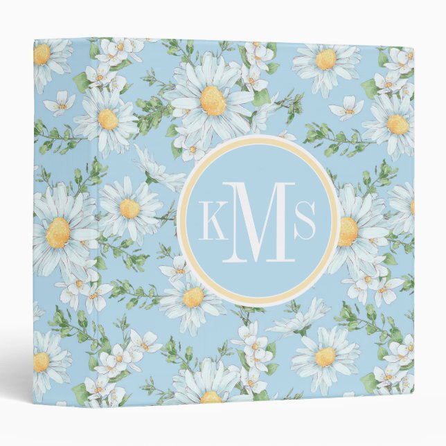 Pastel Daisy Flower Garden Pattern 3 Ring Binder (Front/Spine)