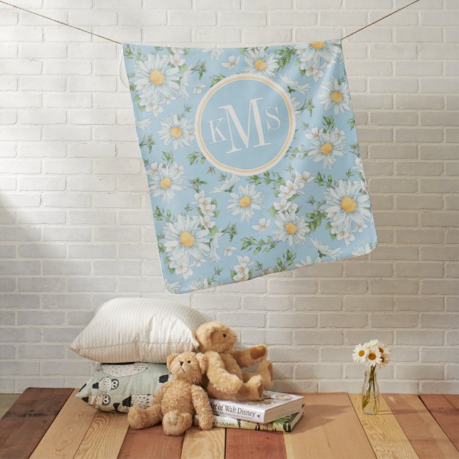 Pastel Daisy Flower Garden Pattern Baby Blanket (In Situ)