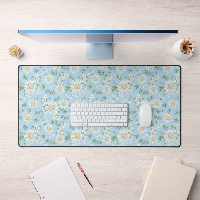 Pastel Daisy Flower Garden Pattern Desk Mat (Office 1)