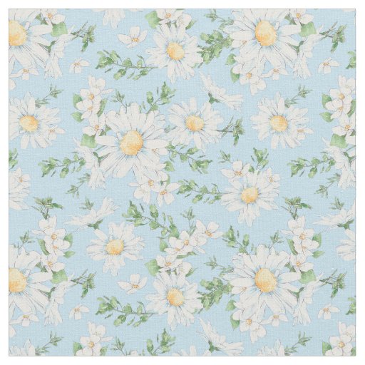 Pastel Daisy Flower Garden Pattern Fabric