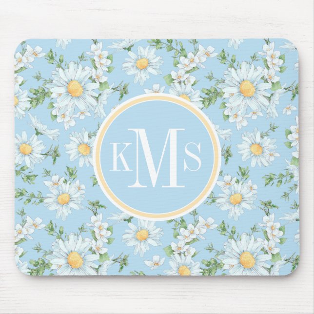Pastel Daisy Flower Garden Pattern Mouse Pad (Front)
