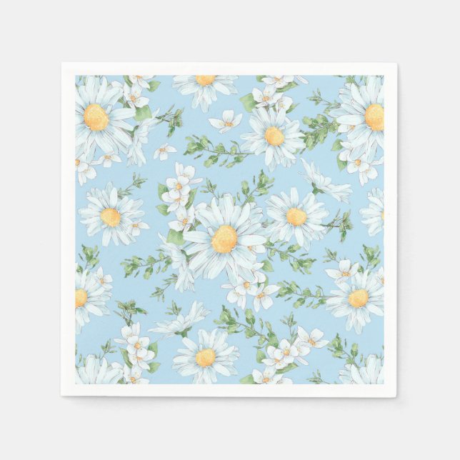 Pastel Daisy Flower Garden Pattern Napkins (Front)