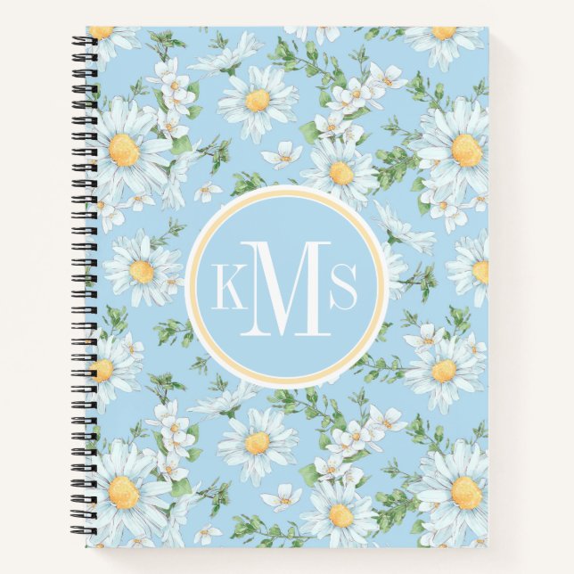 Pastel Daisy Flower Garden Pattern Notebook (Front)