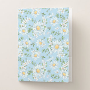 Pastel Daisy Flower Garden Pattern Pocket Folder