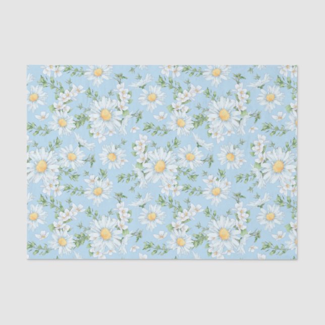 Pastel Daisy Flower Garden Pattern Tissue Paper (Front)