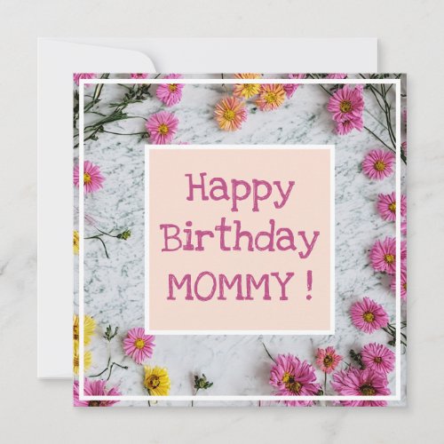Pastel Daisy Flowers Marbled Cute Lovely Birthday Card