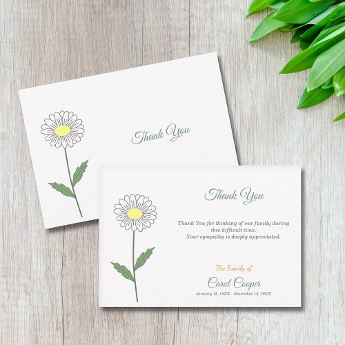 Pastel Daisy Funeral Thank You Note Card