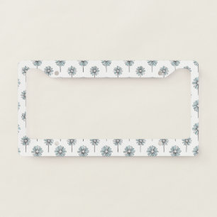 Pastel Daisy Line Art Stripe License Plate Frame