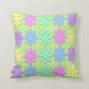 Pastel Daisy Pattern Throw Pillow