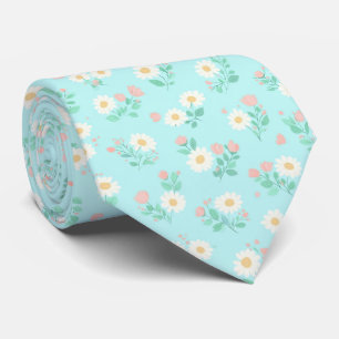 Pastel Daisy Scatter Pattern Neck Tie