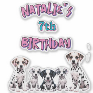 Pastel Dalmatian Dogs Birthday Party Sticker