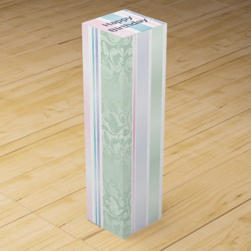 Pastel Damask Birthday Wine Box