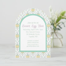 Pastel Damask Easter Egg Hunt Party Invitation
