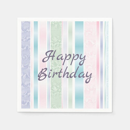 Pastel Damask For Birthday Napkins